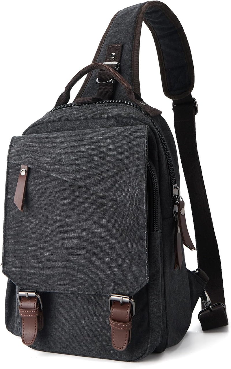 WEPLAN Messenger bag for Men,Small Sling Crossbody Backpack Shoulder Bag for Men Women,canvas Strap Backpack Sling Bag - Image 4